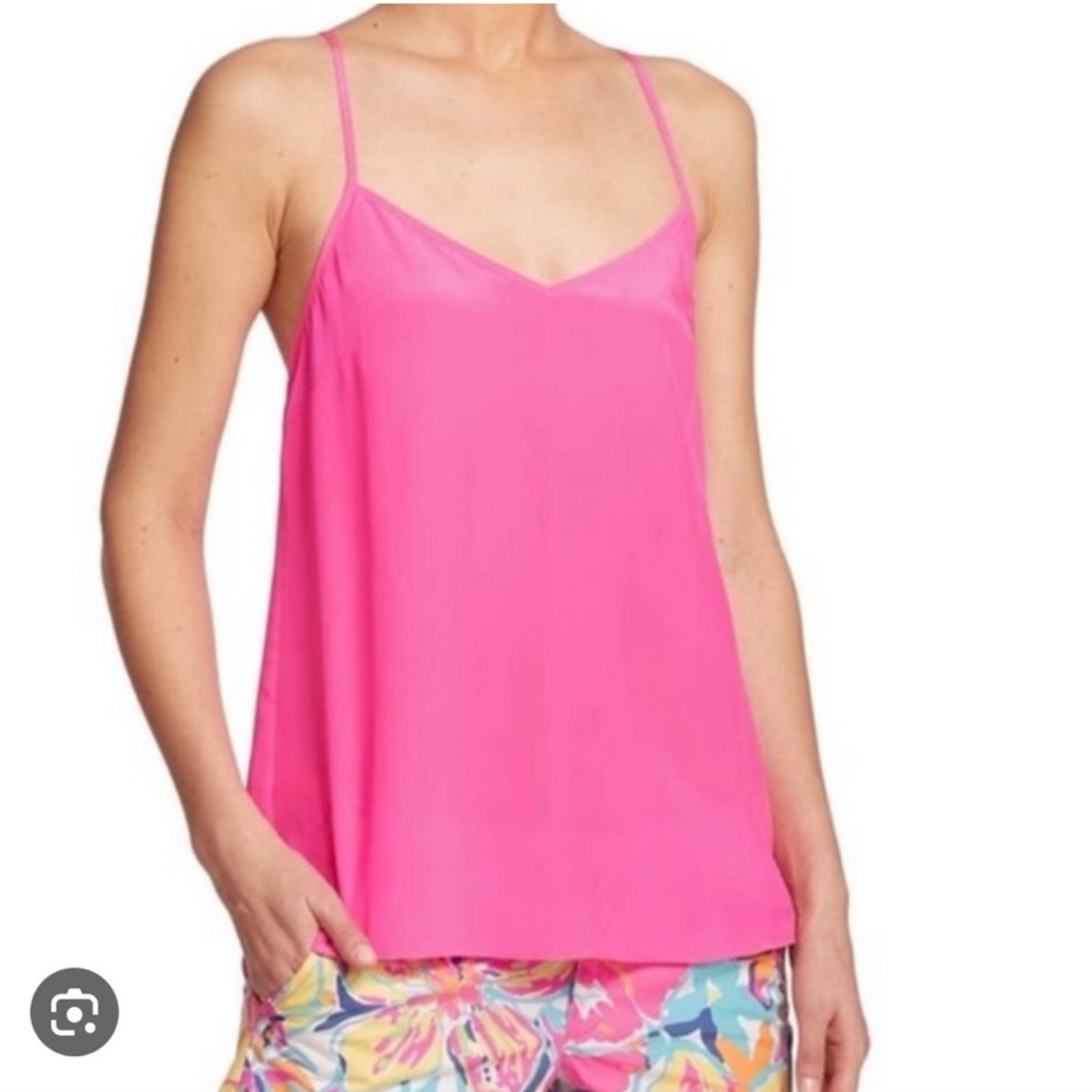 Lilly Pulitzer Dusk Top Silk Prosecco Pink Camisole Tank Top Blouse Size Medium